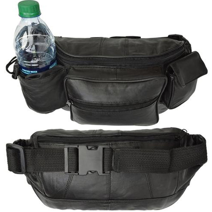 1 X Large Genuine Leather Fanny Pack Waist Belt Bag Pouch Travel Men Women Black
