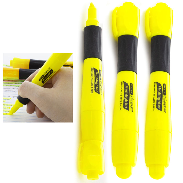 6 Pc Highlighter Markers Pen Neon Yellow Quick Dry Chisel Tip Fluorescent School