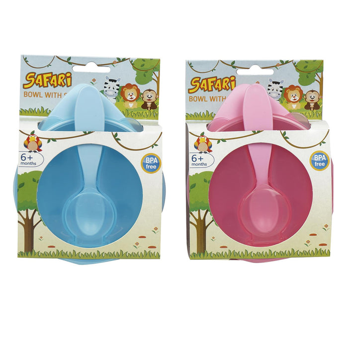 2 Baby Feeding Bowl Spoon Dish Lid Container Kids Plate Toddler Child BPA Free