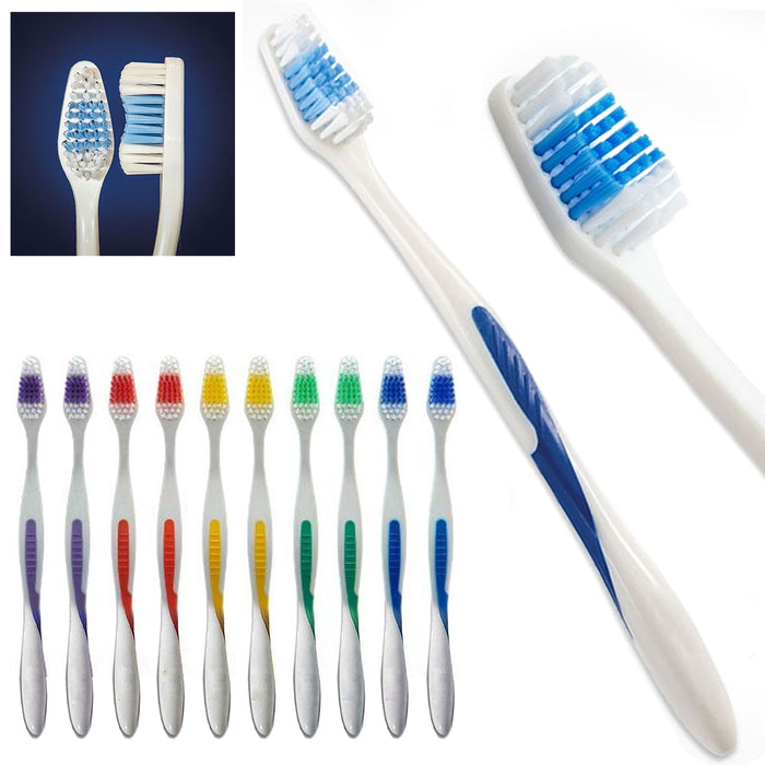 20 Pc Travel Bulk Curved Bristles Toothbrushes Medium Soft Oral Care Tooth Brush
