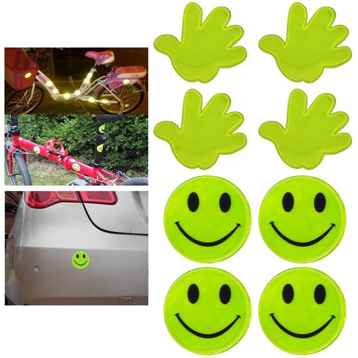 16 Pc Smile Emoji Reflective Stickers Neon Decals Night Safety Car Bicycle Bag