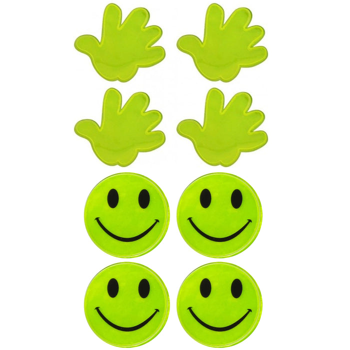 16 Pc Smile Emoji Reflective Stickers Neon Decals Night Safety Car Bicycle Bag