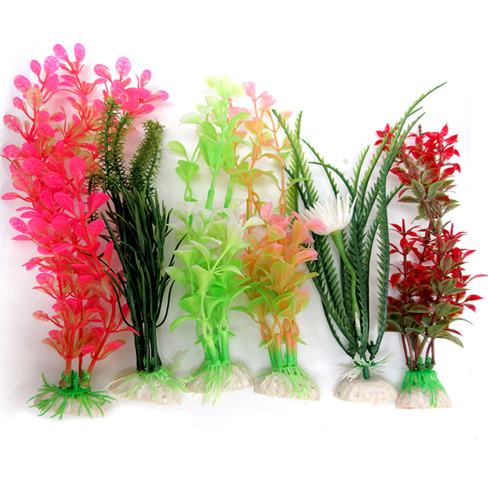 4pc Aquarium Artificial Plants Fish Tank Plastic Grass Decorations Terrariums 6"