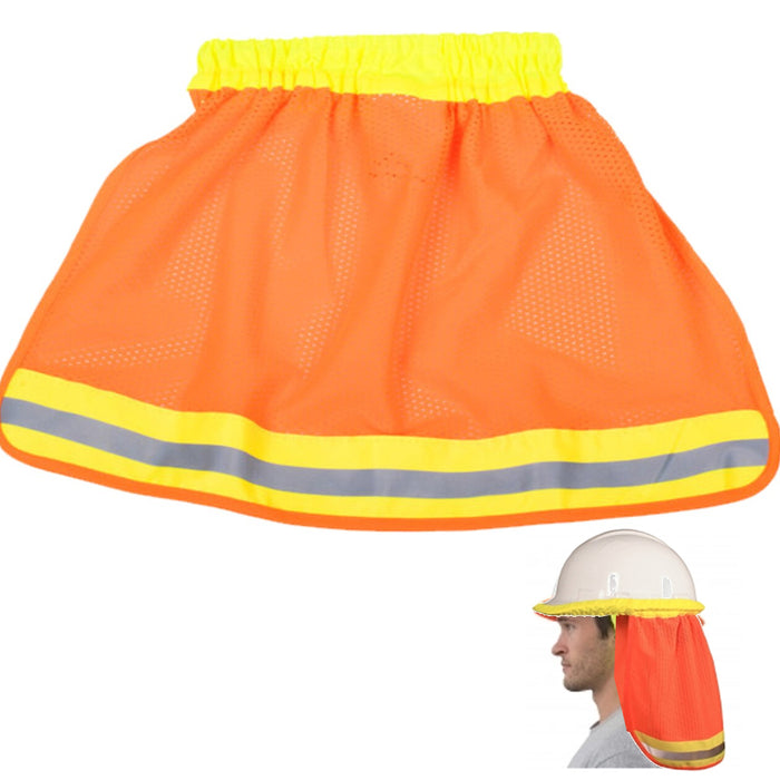 2PC Safety High Visibility Neck Sun Shade Hard Hat Mesh Shield Flame NFPA 701