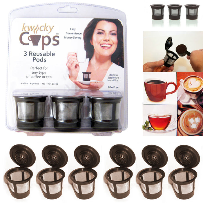 6 Pack Reusable K Cups Keurig Coffee Machine Maker Refillable Filter Cup Pods !