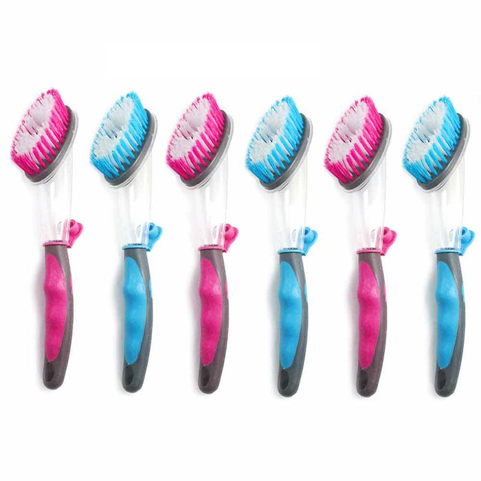 6 PC Soap Dispensing Dish Brush Kitchen Cleaning Dishes Scrub Scouring Dishwand
