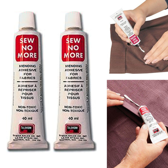 2 Extra Strong Fabric Glue 40ml Waterproof Adhesive Repair Sewing Sew No More