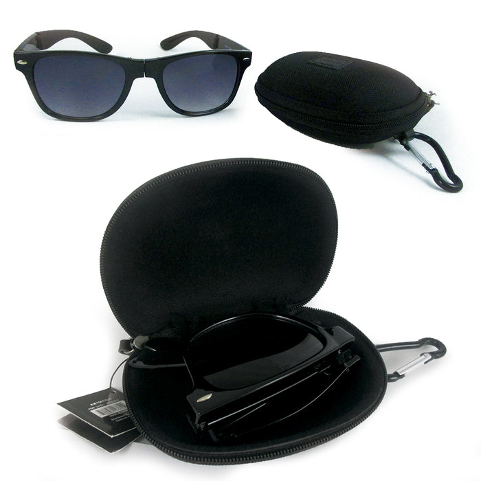 JetSetter Foldable Sunglasses Hardshell Case Portable Keyring 100% UVA UVB Black