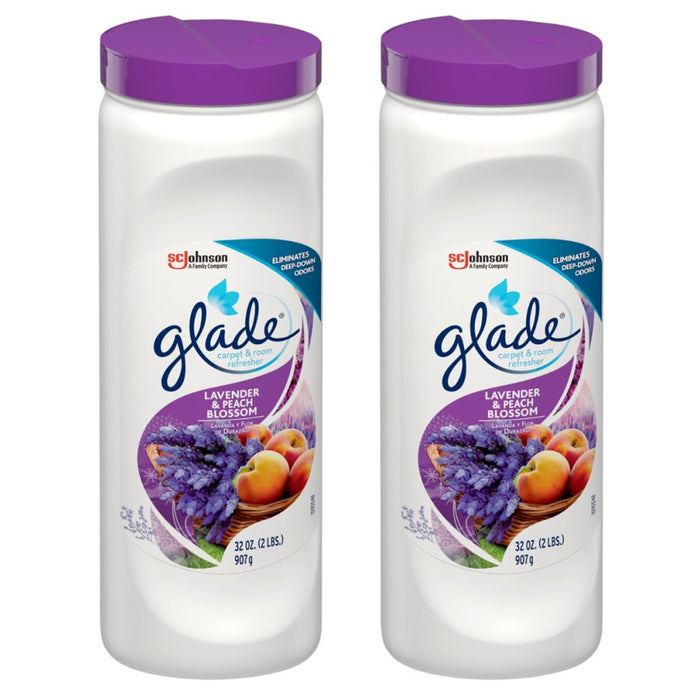 2 Pc Glade Carpet & Room Odor Eliminator Powder Freshener Lavender Peach Blossom