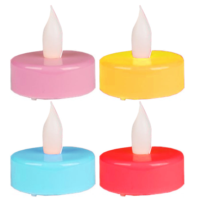24 Pc LED Tea Lights Flameless Votive Candles Battery Operated Assorted Colors