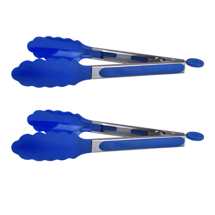 2pc Multi Purpose Metal Tongs Kitchen Grill BBQ Salad Cooking Serving Bread 10"