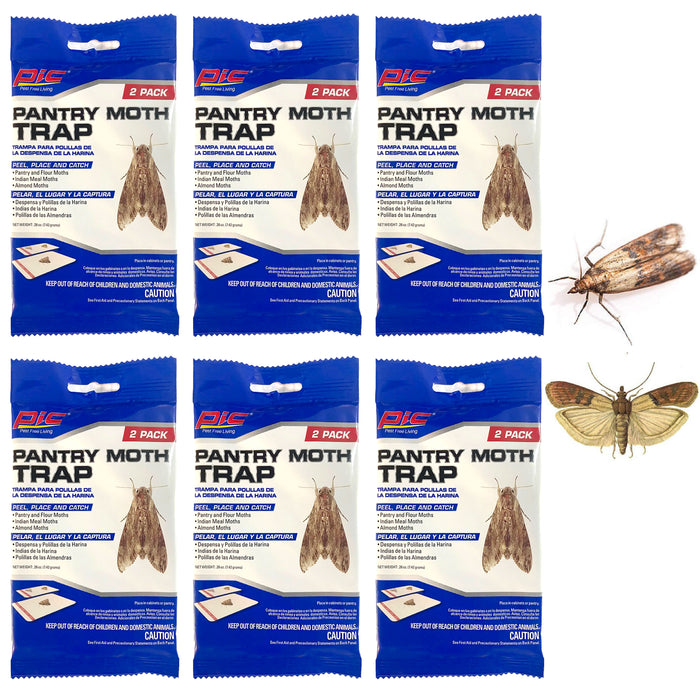 12 Pc Pantry Moth Trap Glue Board Catch Indian Meal Flour Food Moths Sticky Bait