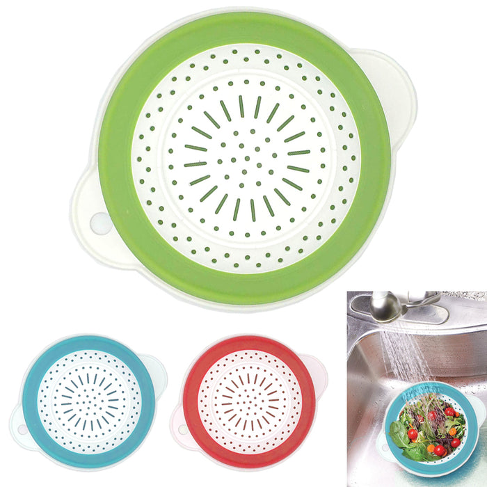 2 Collapsible Colander Silicone Strainer 8" Kitchen Sink Knockdown Drainer Tool