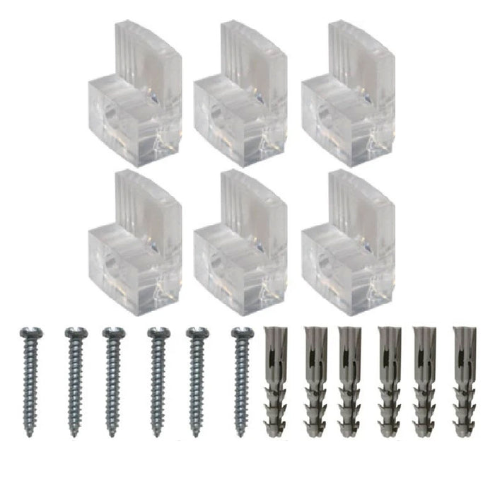 6 Transparent Mirror Wall Mounting Kit Set Clear Clips Brackets Screws Anchors