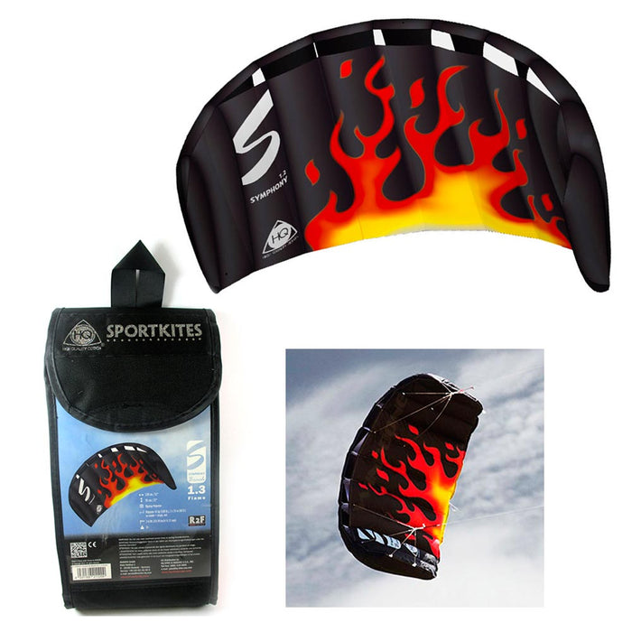 HQ 1.3M Symphony Beach Flame Trainer Kite Kiteboard Foil Power Control Bar Stunt
