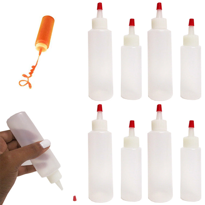 8 Pc Clear Plastic Squeeze Bottles Ketchup Mustard Oil Mayo Bottle Sauce 2oz 4oz