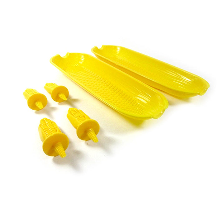 12 Pc Corn On The Cob Serving Set Dish Tray Server Skewers Prongs Holder Kitchen