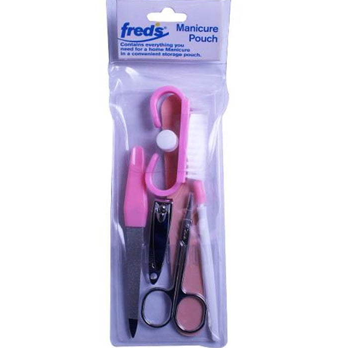 6pc Manicure Set Finger Nail Clipper File Board Cuticle Brush Hand Care Grooming