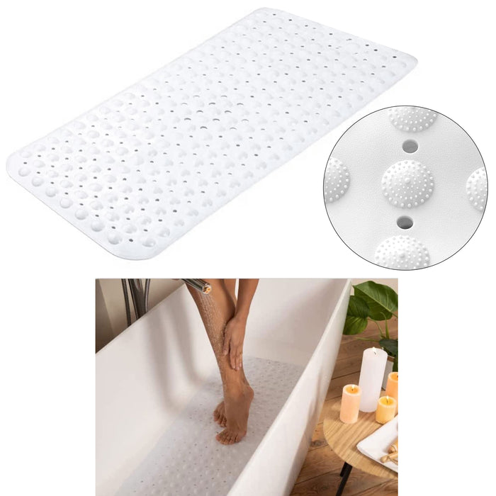 1 Strong Suction Grip 27" x 14" Bath Mat Textured Rubber Non-Slip Shower Mats