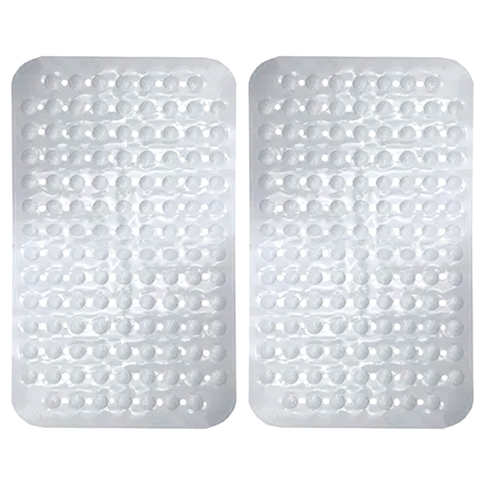 2 Pc Large Bath Mat Foot Massage Rubber Non-Slip Strong Suction Bathroom Shower