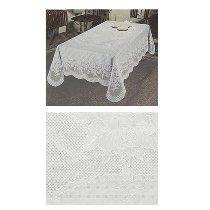 Floral Lace Tablecloth Plastic White Banquet Party Table Cover Vinyl 60 X 90