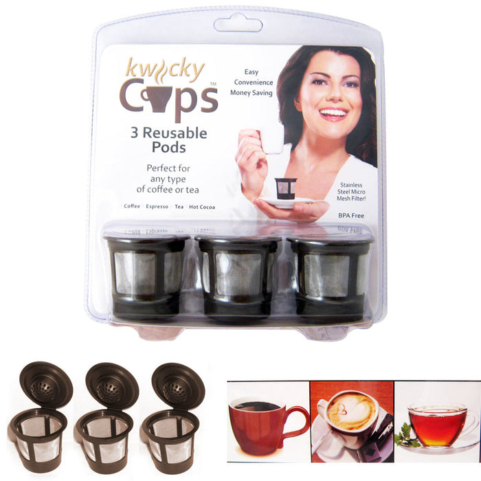3 Reusable Single Cup Keurig Solo Filter Pod K-Cup Coffee Stainless Mesh Generic