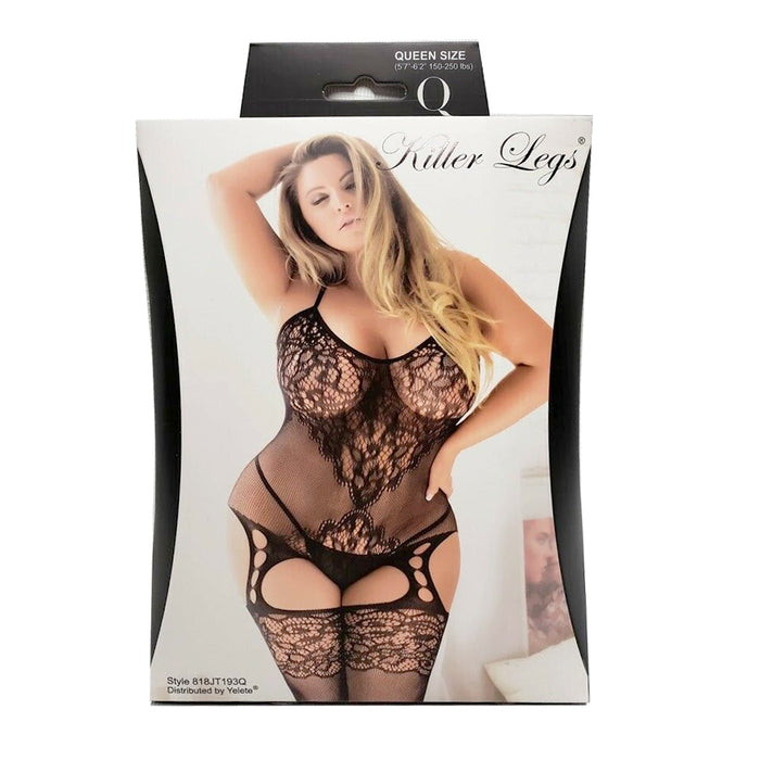 Nightwear Lingerie Bodysuit Stocking Lace Stretchy Body Fishnet Queen Plus Size