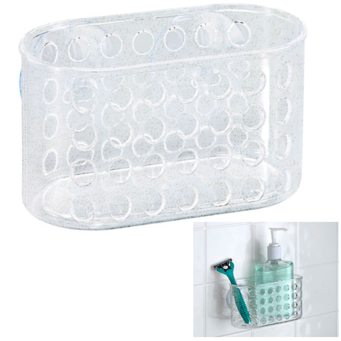 1 Glitter Soap Basket Dish Suction Wall Holder Bathroom Shower Cup Sponge Tray