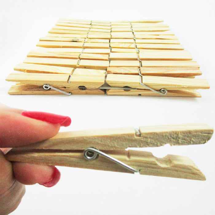 60 Wood Wooden 2 3/4" Inch Large Spring Clothespins Laundry Clothes Pins Crafts