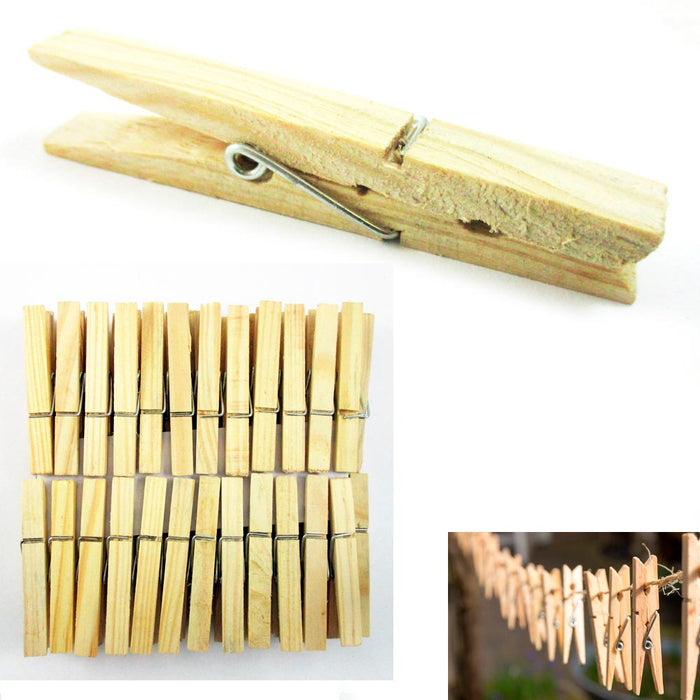 60 Wood Wooden 2 3/4" Inch Large Spring Clothespins Laundry Clothes Pins Crafts