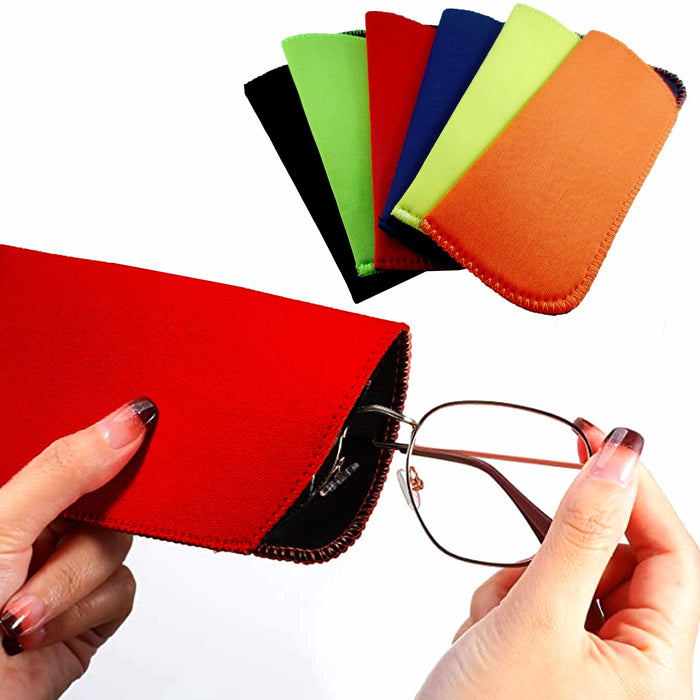 6 Multi Color Fabric Sunglasses Sunglass Carrying Pouch Case Bag Storage Sleeves