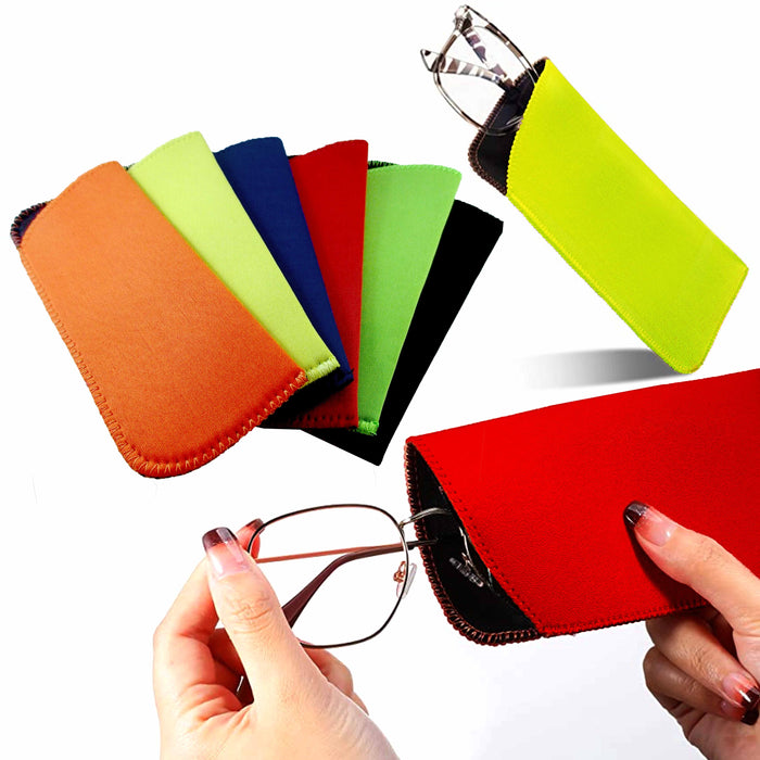 6 Multi Color Fabric Sunglasses Sunglass Carrying Pouch Case Bag Storage Sleeves