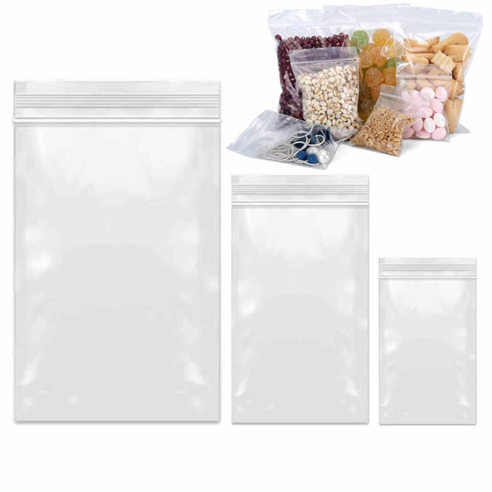 60ct Assorted Size Reclosable Bags Clear Poly Seal Plastic Baggies Snacks Crafts