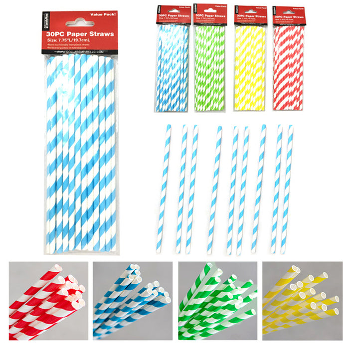 120 Paper Straws Eco Friendly Multi Color Biodegradable Soda Cocktails Shakes