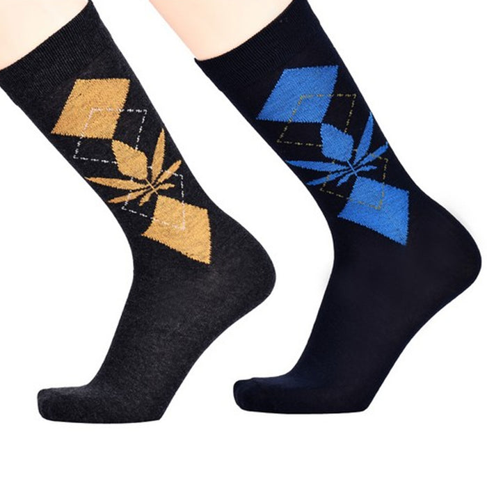 12 Pair Casual Crew Socks Cannabis Weed Leaf Pot Argyle Diamond Novelty 10-13