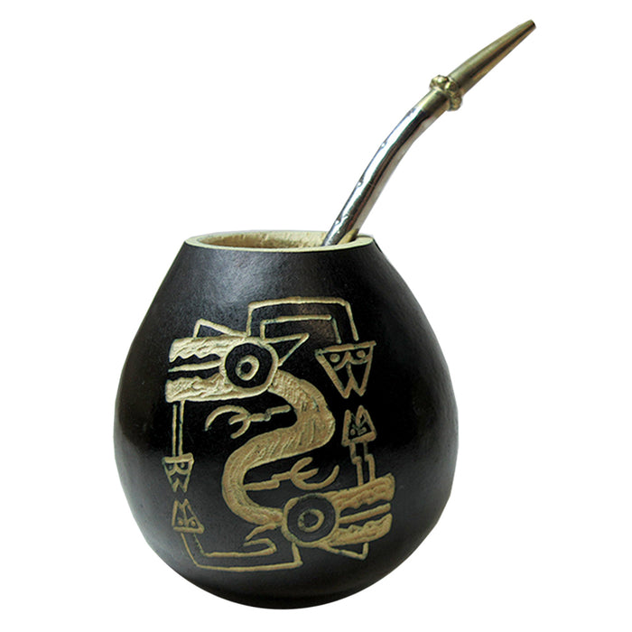 ARGENTINA MATE GOURD YERBA TEA WITH STRAW BOMBILLA KIT ARTISAN HANDMADE NEW 3174