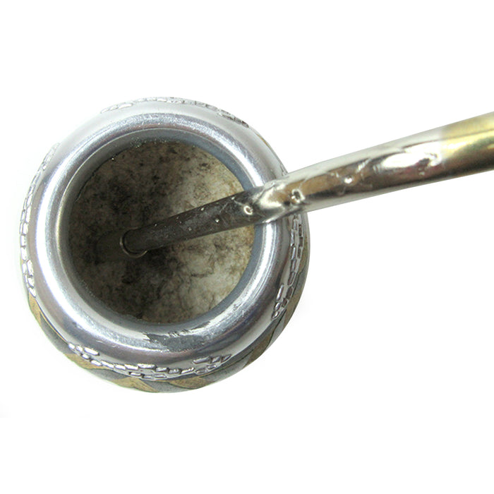 ARGENTINA MATE GOURD YERBA TEA WITH STRAW BOMBILLA KIT ARTISAN HANDMADE NEW 9374
