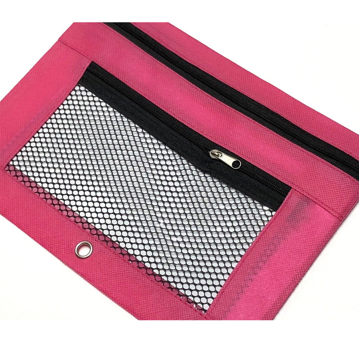 2 Pencil Pouch Zipper 3 Ring Binder Holes Cosmetic Bag Pen Marker Storage School