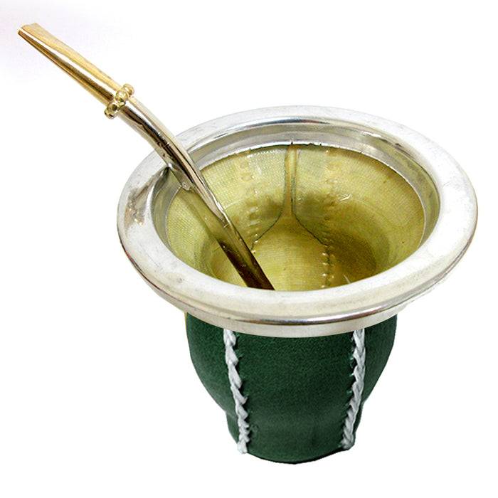 Argentina Mate Gourd Tea Glass Cup Thick Bombilla Straw Diet Drink Kit Set 9322