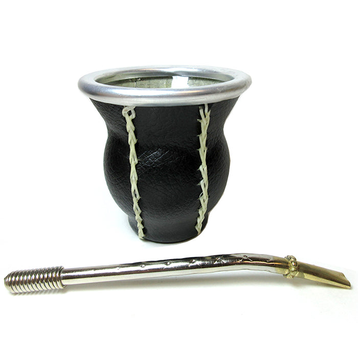 Argentina Mate Gourd Tea Glass Cup Thick Bombilla Straw Diet Drink Kit Set 5690