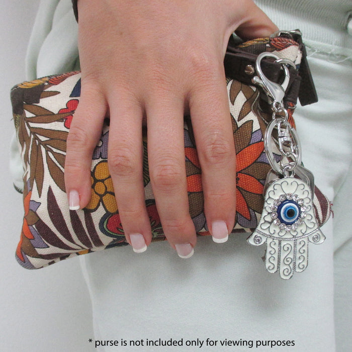 Fatima Charm Hamsa Hand Evil Eye Keychain Lucky Protection Kabbalah Key Holder