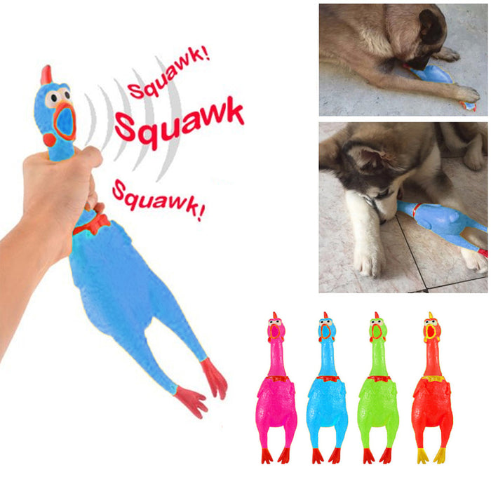 Hilarious 16" Rubber Screaming Chicken Toy Kids Pets Funny Squeaky Chewy Novelty