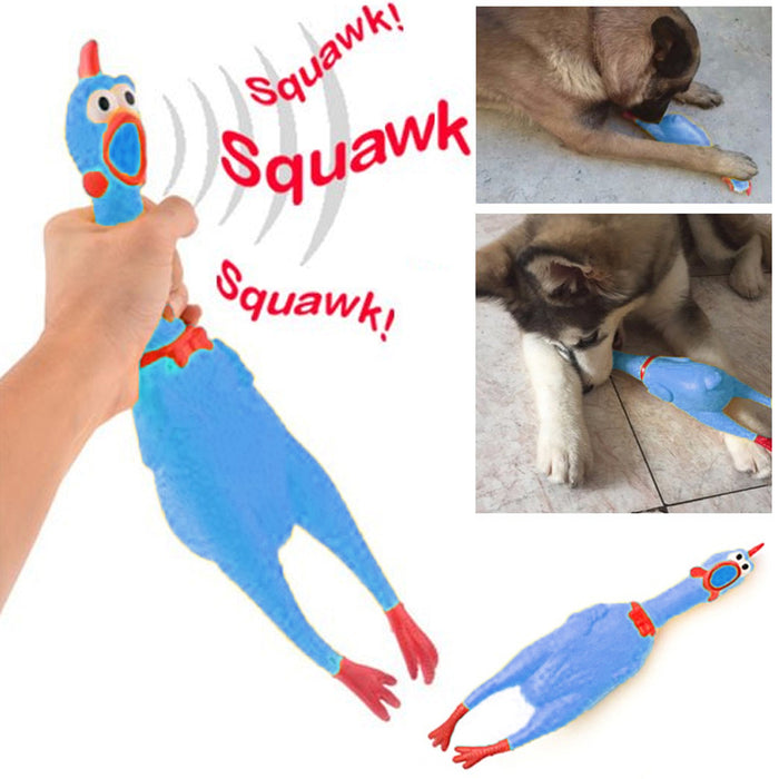 Hilarious 16" Rubber Screaming Chicken Toy Kids Pets Funny Squeaky Chewy Novelty
