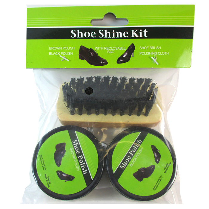 SHOE SHINE CARE KIT BLACK LEATHER DRESS SHOES POLISHING SET KIWI DELUXE MILITARY