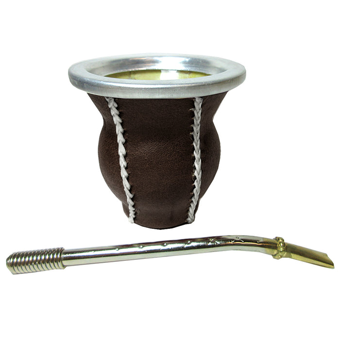 Argentina Mate Gourd Tea Glass Cup Thick Bombilla Straw Diet Drink Kit Set 9339