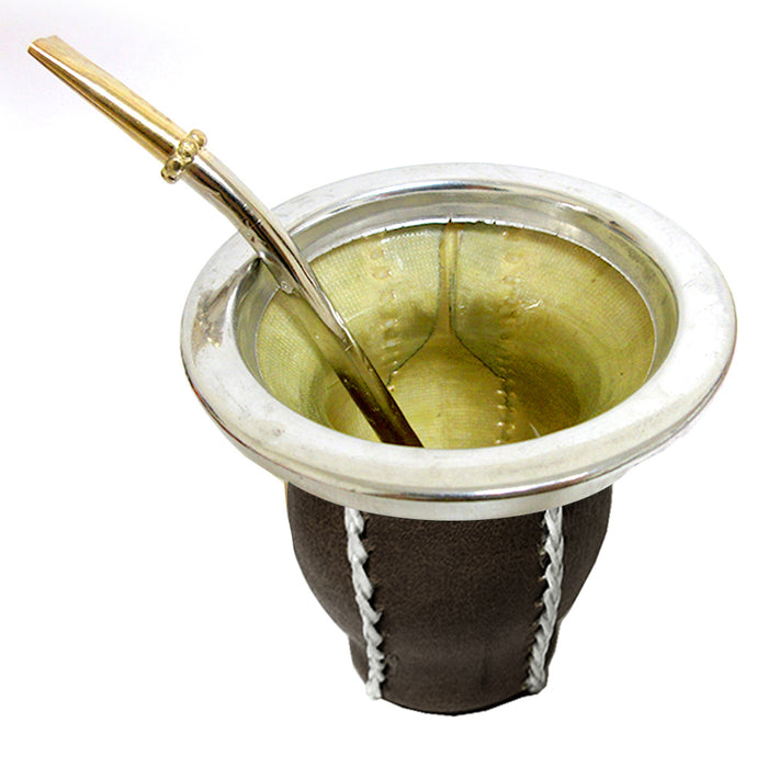 Argentina Mate Gourd Tea Glass Cup Thick Bombilla Straw Diet Drink Kit Set 9339