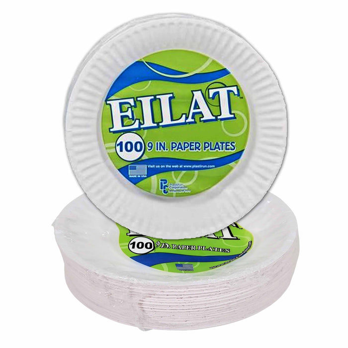 200 Ct 9" Disposable Paper Plates White Round Dinner Party Dinnerware Tableware