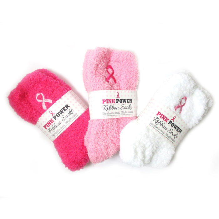 1 Pair Breast Cancer Awareness Plush Socks Women Soft One Size Warm Pink Support