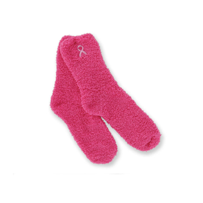 3 Pairs Pink Ribbon Socks Breast Cancer Awareness Plush Women Soft Cozy One Size