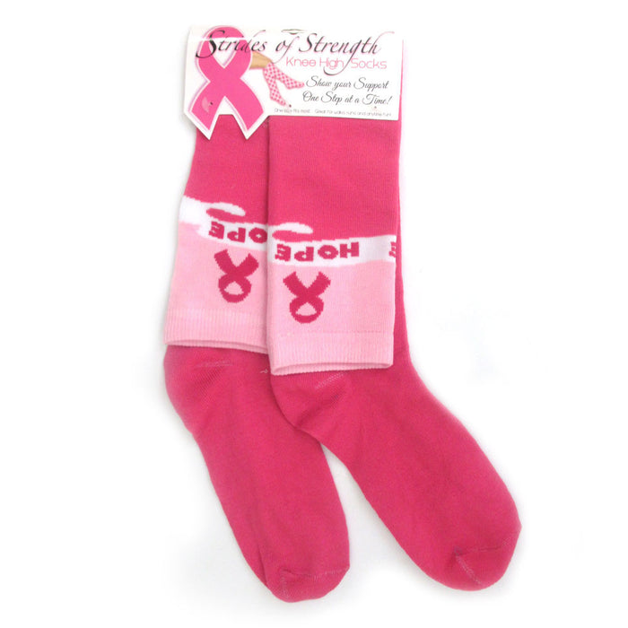 1 Pair Womens Breast Cancer Awareness Knee High Socks Pink Ribbon Support Girls